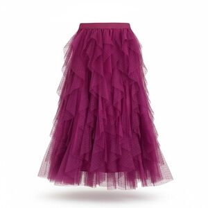 Elegant Layered Tulle Skirt Midnight Magenta
